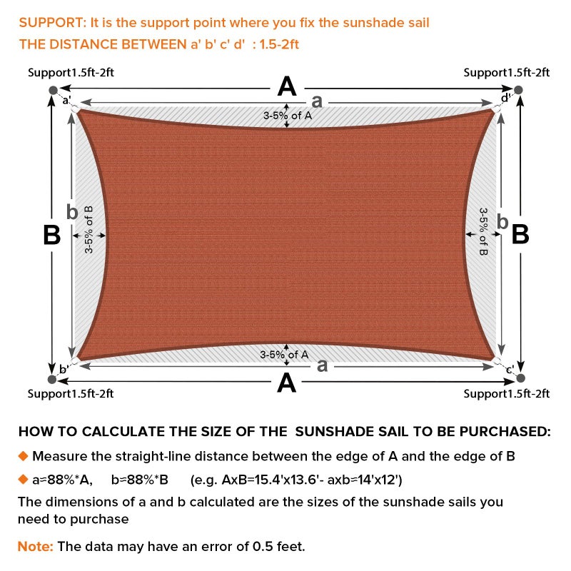 Artpuch Sun Shade Sails Canopy, 185GSM Shade Sail UV Block for Patio Garden Outdoor Facility and Activities (12'x16', Rust Red) - Image 5